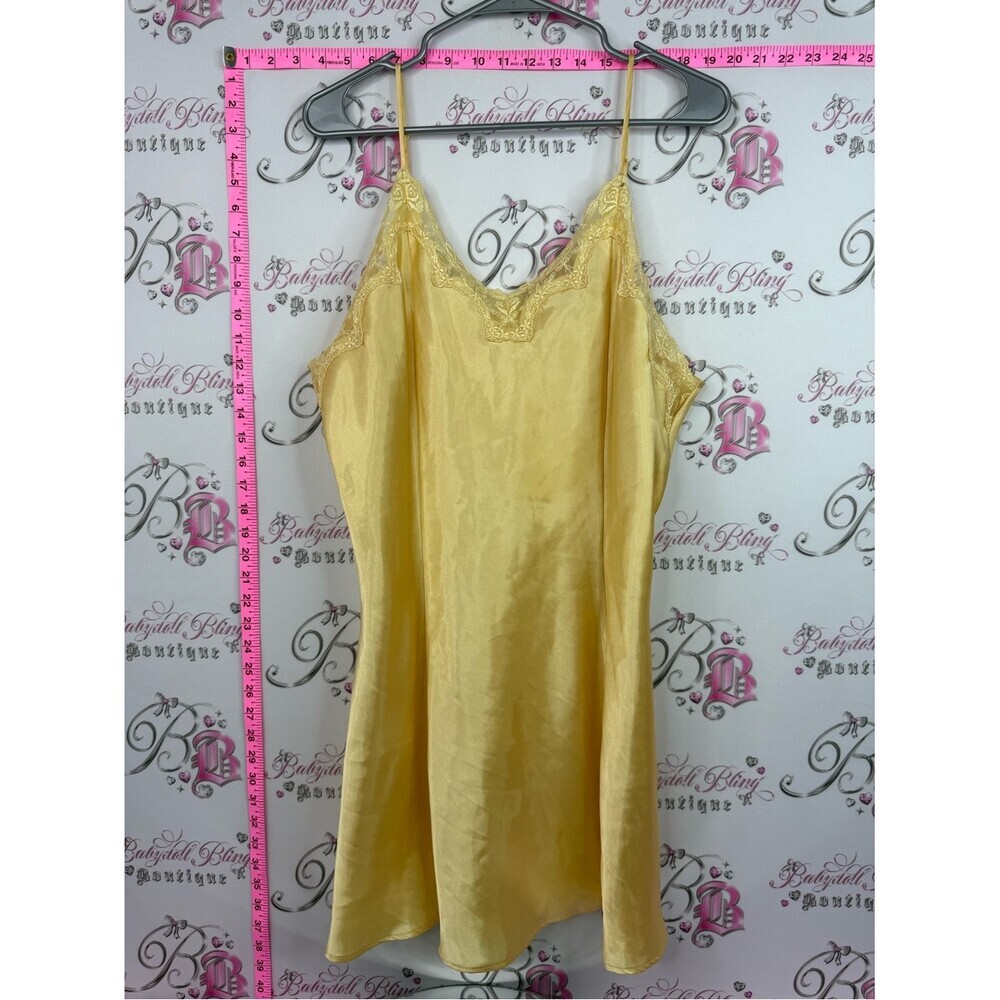 Dress vintage gold Yellow Lace-Trim Satin Chemise - Women Intimates & Sleepwear